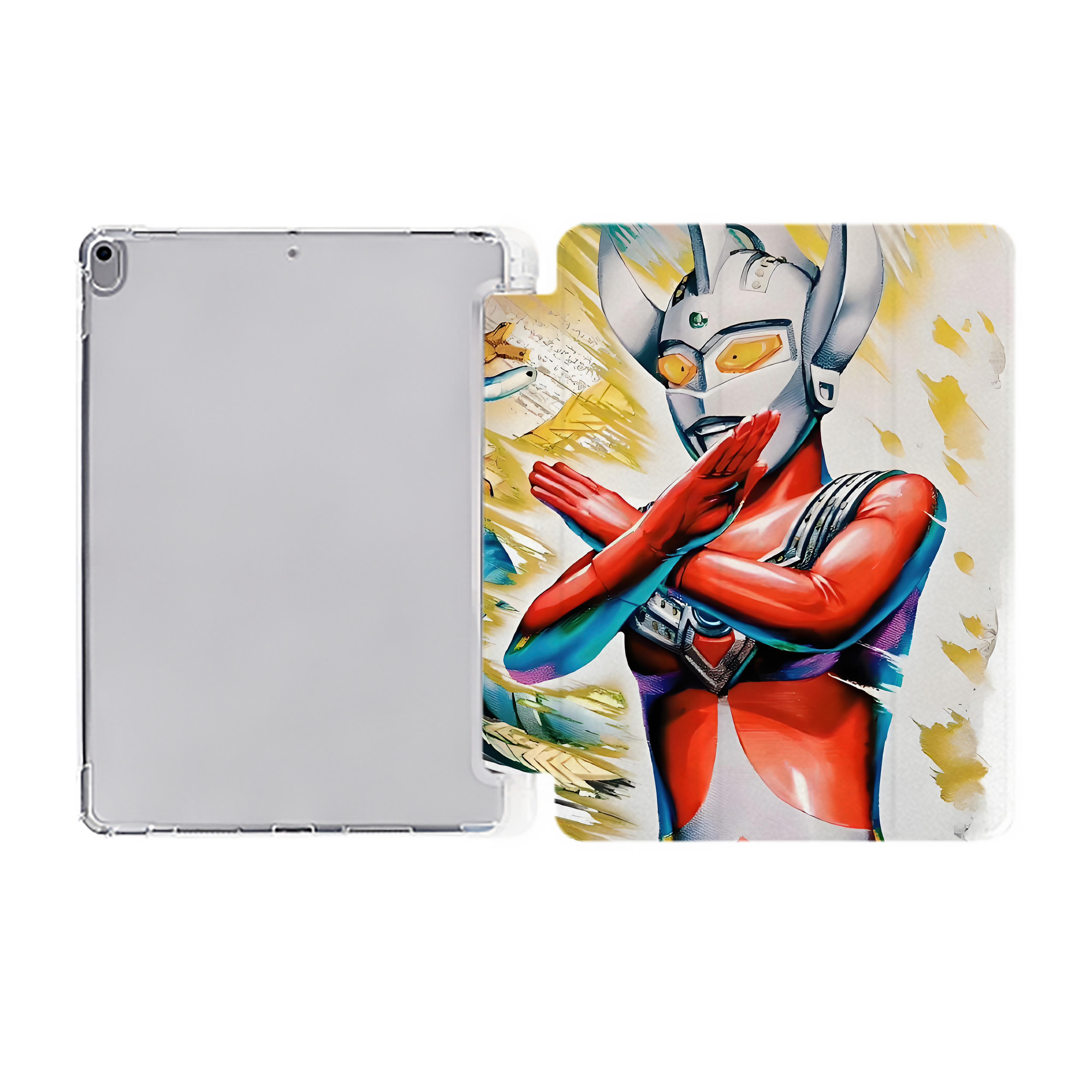 （画像用） ウルトラマン Ultraman IPad ケース ペン収納付き 三つ折りスタンド PUレザー×シリコン 対応機種9.5/10.5/10.9インチ